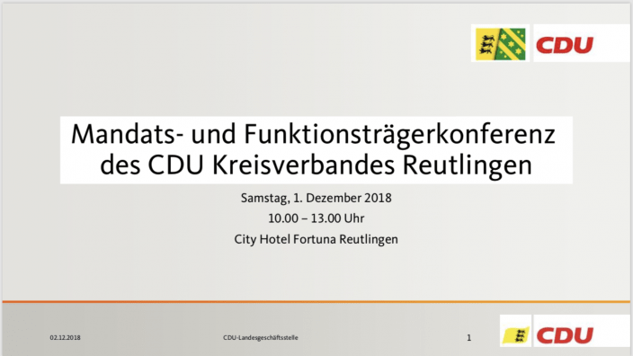 Präsentation zur Mandats- und Funktionsträgerkonferenz am 1. Dezember 2018 in Reutlingen