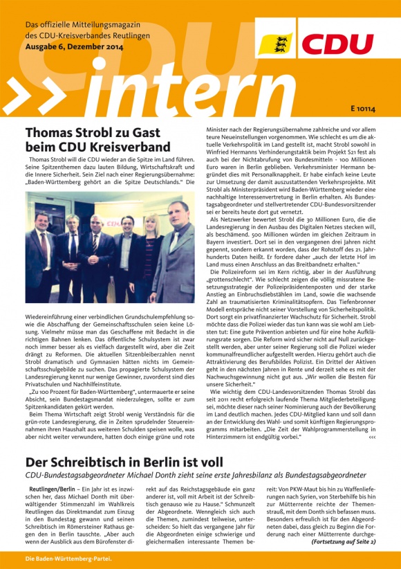 CDU Intern - Ausgabe 6 / 2014