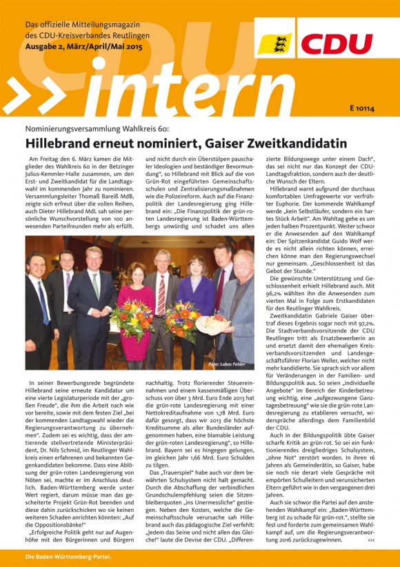 CDU Intern - Ausgabe 2 / 2015