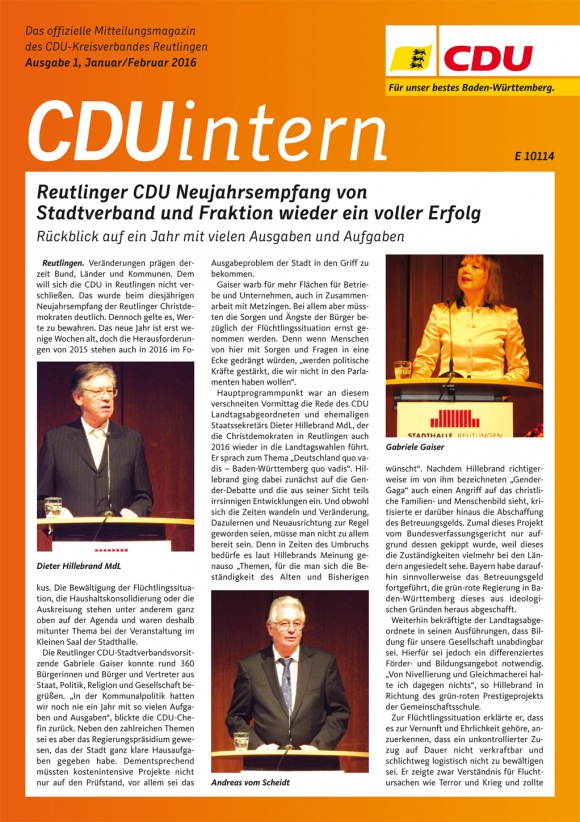 CDU Intern - Ausgabe 1 / 2016