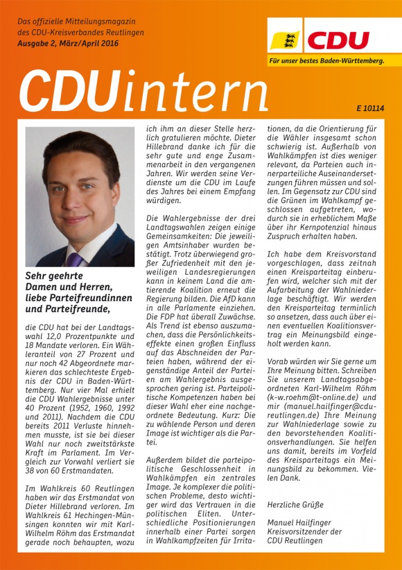 CDU Intern - Ausgabe 2 / 2016