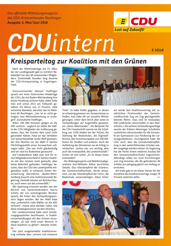 CDU Intern - Ausgabe 3 / 2016