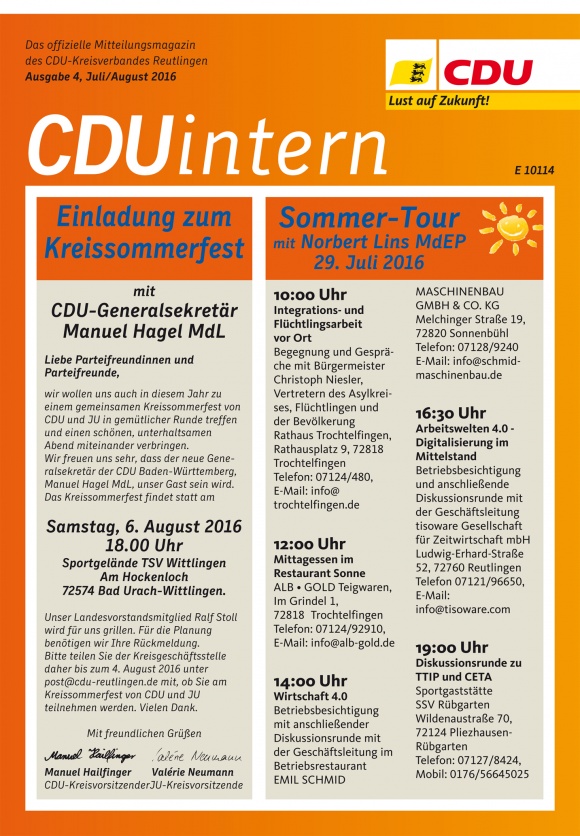 CDU Intern - Ausgabe 4 / 2016
