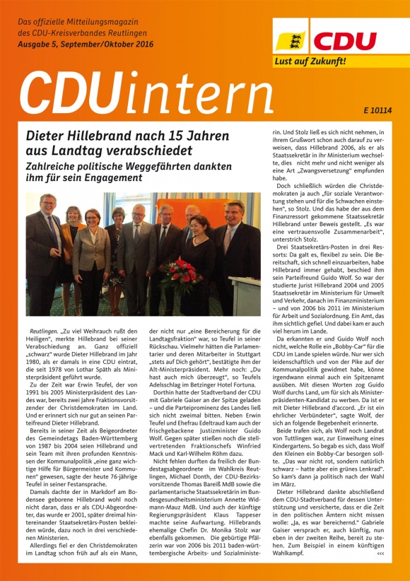 CDU Intern - Ausgabe 5 / 2016