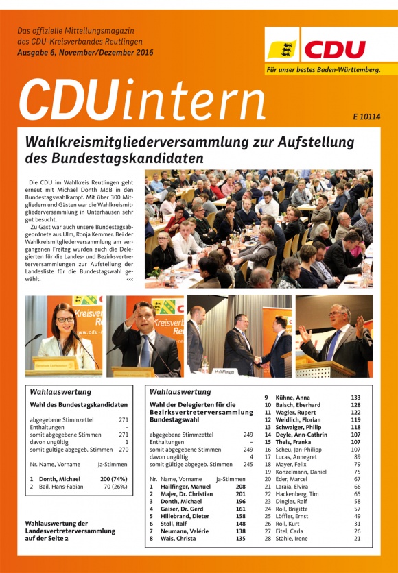CDU Intern - Ausgabe 6 / 2016